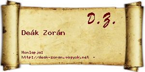 Deák Zorán névjegykártya